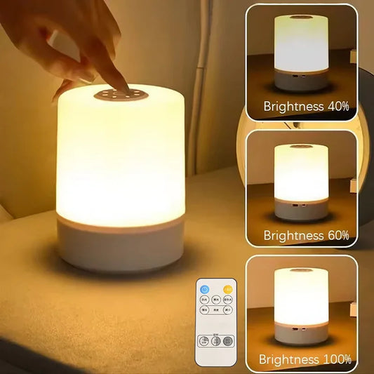 Lámpara LED Táctil de Noche Regulable - Luz de Mesita con Carga USB y 3 Modos de Iluminación