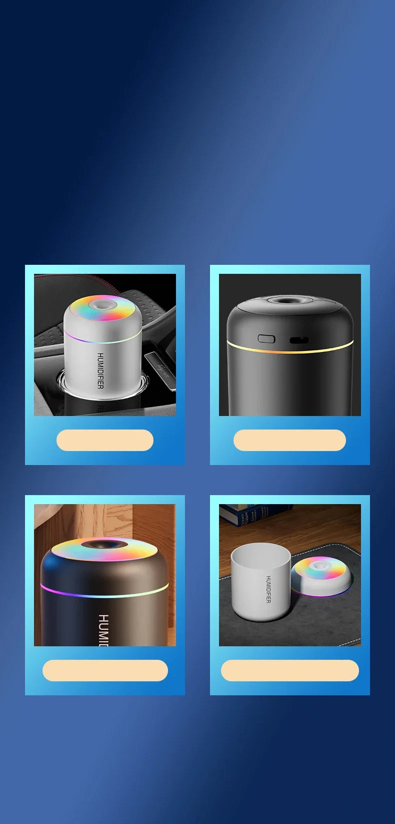 Mini Humidificador USB 180ML - Difusor de Aromas con Luces LED - Para Auto Casa Dormitorio.