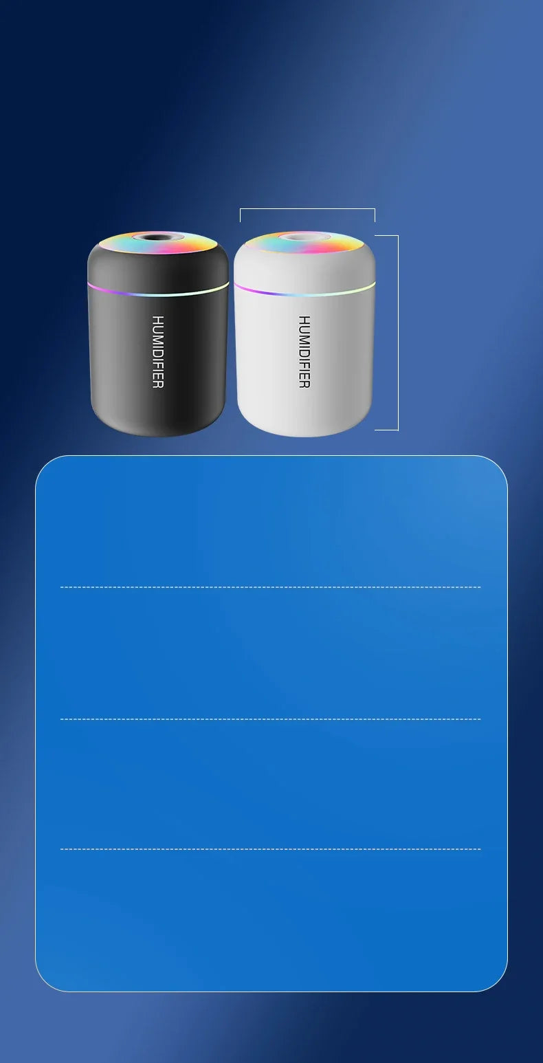 Mini Humidificador USB 180ML - Difusor de Aromas con Luces LED - Para Auto Casa Dormitorio.