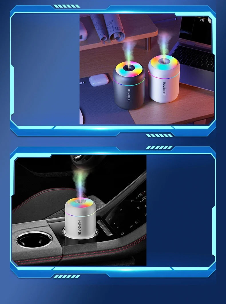 Mini Humidificador USB 180ML - Difusor de Aromas con Luces LED - Para Auto Casa Dormitorio.