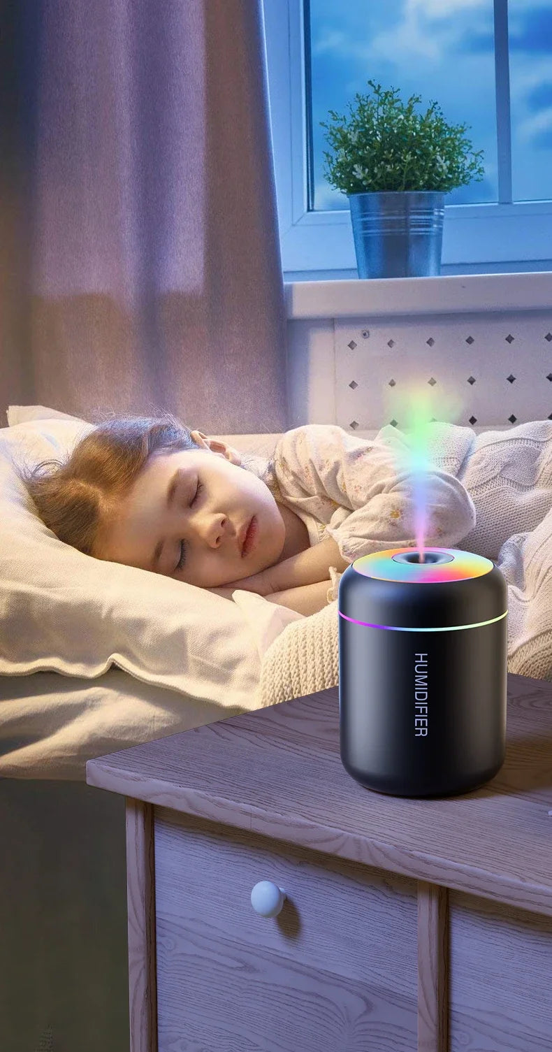 Mini Humidificador USB 180ML - Difusor de Aromas con Luces LED - Para Auto Casa Dormitorio.