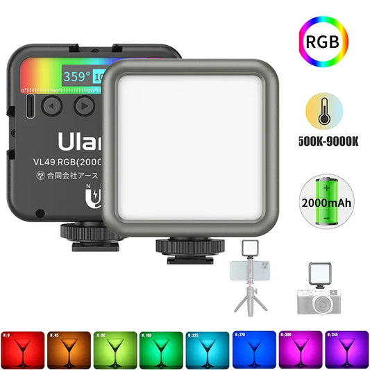 Luz LED RGB Ulanzi VL49 Recargable 2500K-9000K 800LUX Mini Portátil para Video Fotografía Cámara