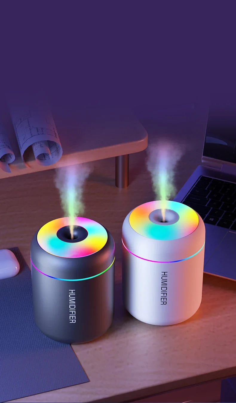 Mini Humidificador USB 180ML - Difusor de Aromas con Luces LED - Para Auto Casa Dormitorio.