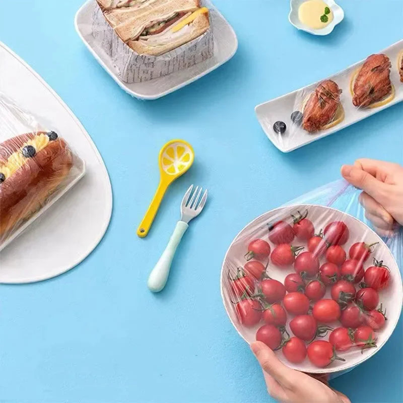 Tapas Elásticas Desechables para Alimentos - Pack 100 Unidades - Cubiertas Reutilizables para Frutas, Verduras y Recipientes