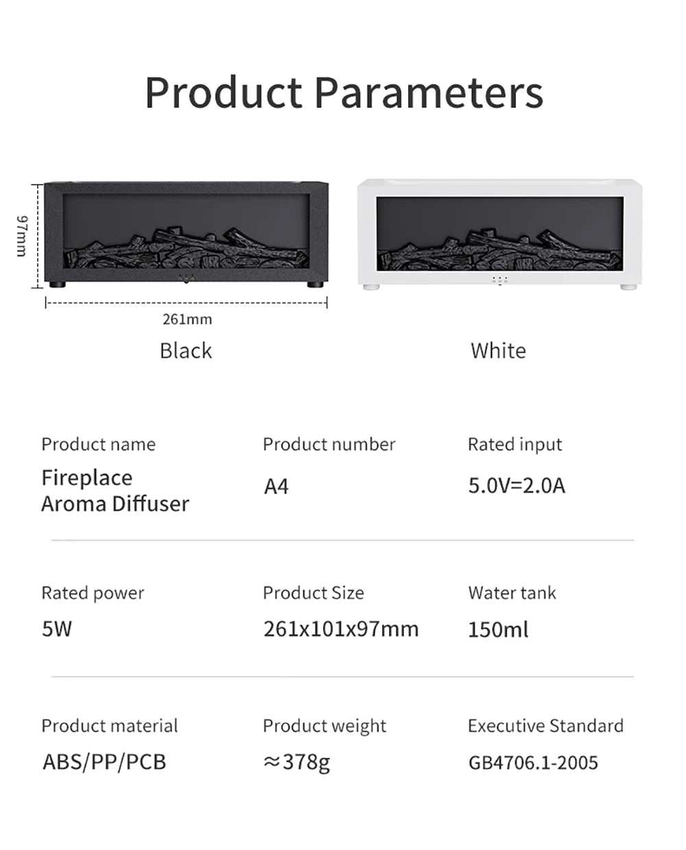Humidificador de Aire con Difusor de Aceites Esenciales - Efecto Llama con Luz LED y Control Remoto