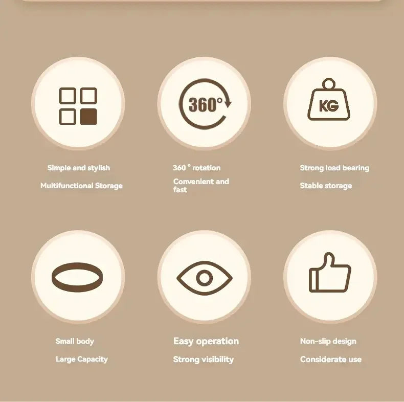 Organizador Giratorio 360° para Especias y Cosméticos - Bandeja Giratoria para Cocina, Baño y Escritorio