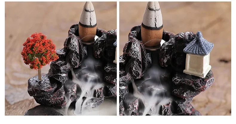 Incensario Cascada Montañas con Humo Reflujo - Decoración Zen para Hogar