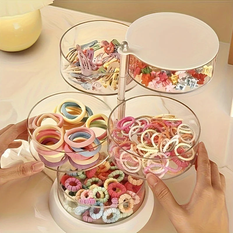 Organizador Giratorio de Joyería 3 o 4 Niveles - Caja Transparente Multifuncional para Accesorios