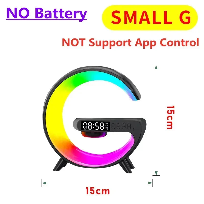 Cargador Inalámbrico 3 en 1 con Parlante Bluetooth Luz RGB Nocturna Carga Rápida iPhone Samsung Xiaomi